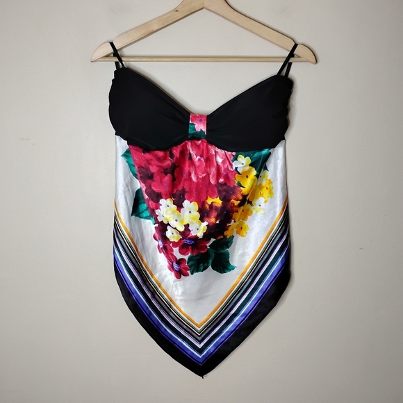 Papaya Strapless Satin Handkerchief Top L Floral Y2K Babydoll Festival - Picture 5 of 8